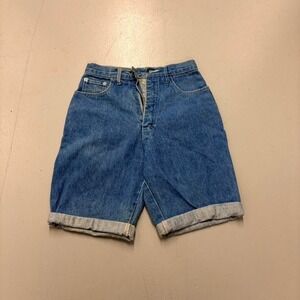 Vintage MDN Denim Shorts High Waisted Cuffed Blue Size 27